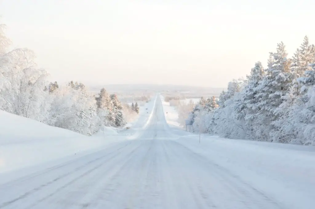 lapland road in winter