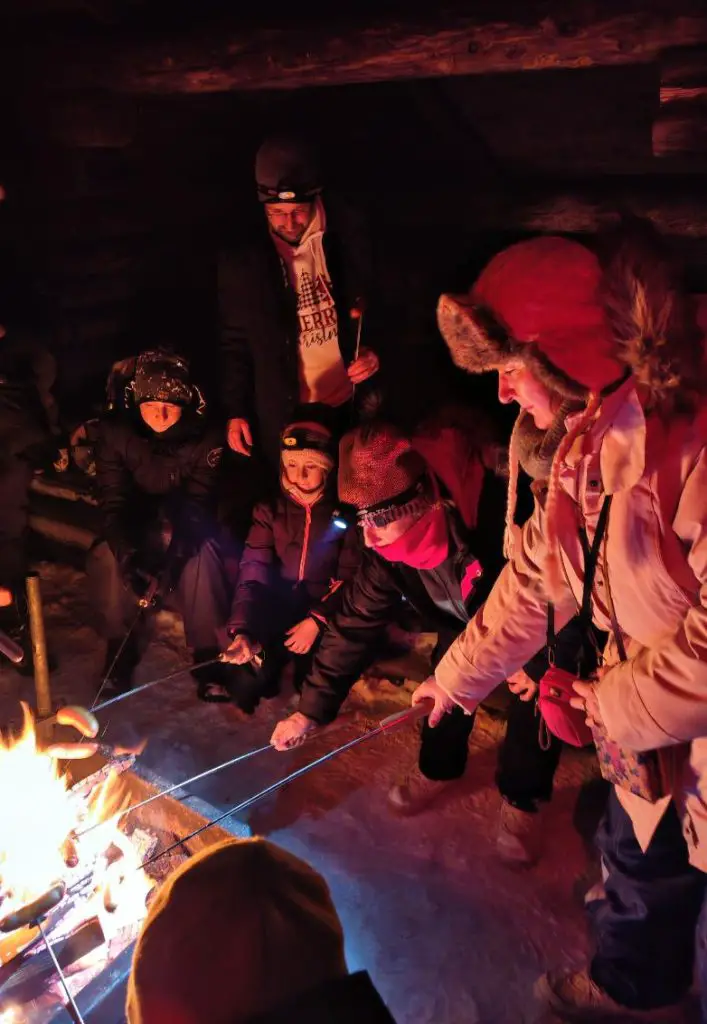 campfire meal on an aurora tour